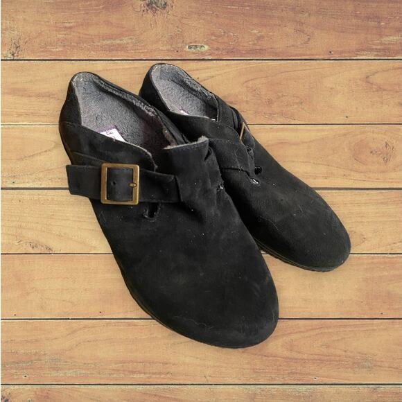 David Tate Genuine Suede Slide Clogs Faux Fur Lined Size 6W - Picture 1 of 6